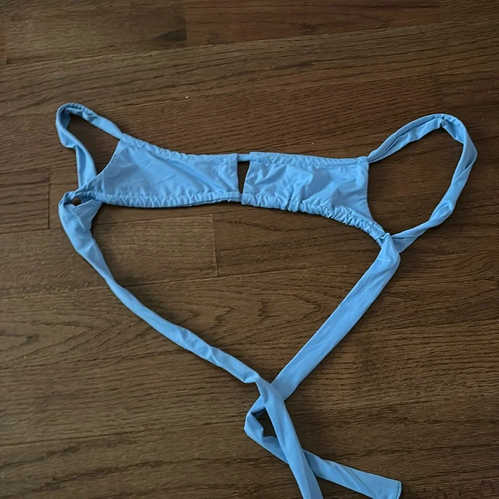Frankie's Bikinis Willow Bikini Top Chambray size small